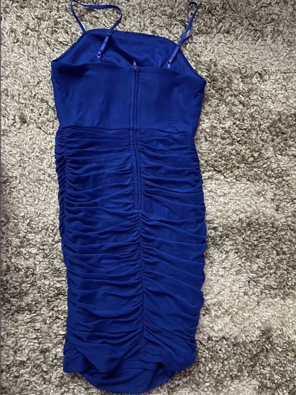 Royal Blue Ruched Bodycon Dress - Picture 3 of 4
